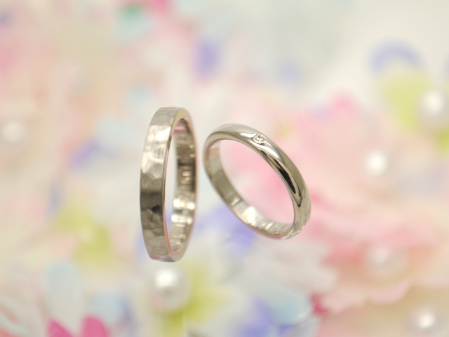 手作り結婚指輪制作　思い出の共有　１８金　ブラックゴールド　結婚指輪　マリッジリング　お揃い　鍛造