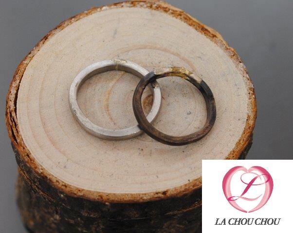 自分で作る手作り結婚指輪　ブラックゴールド&ローズゴールド　群馬県