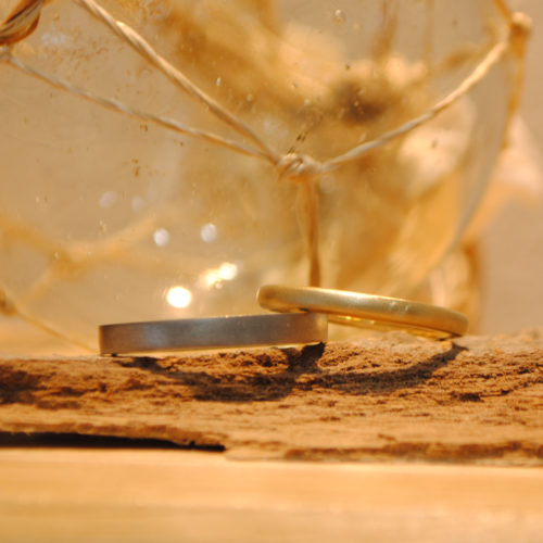 ホワイトゴールド　イエローゴールド　手作り結婚指輪