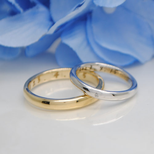イエローゴールド　ホワイトゴールド　結婚指輪