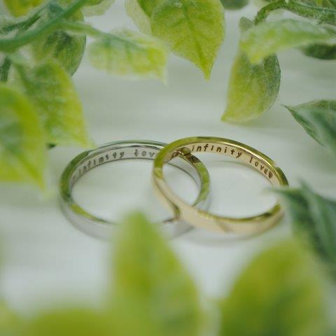プラチナ　イエローゴールド　手作り結婚指輪